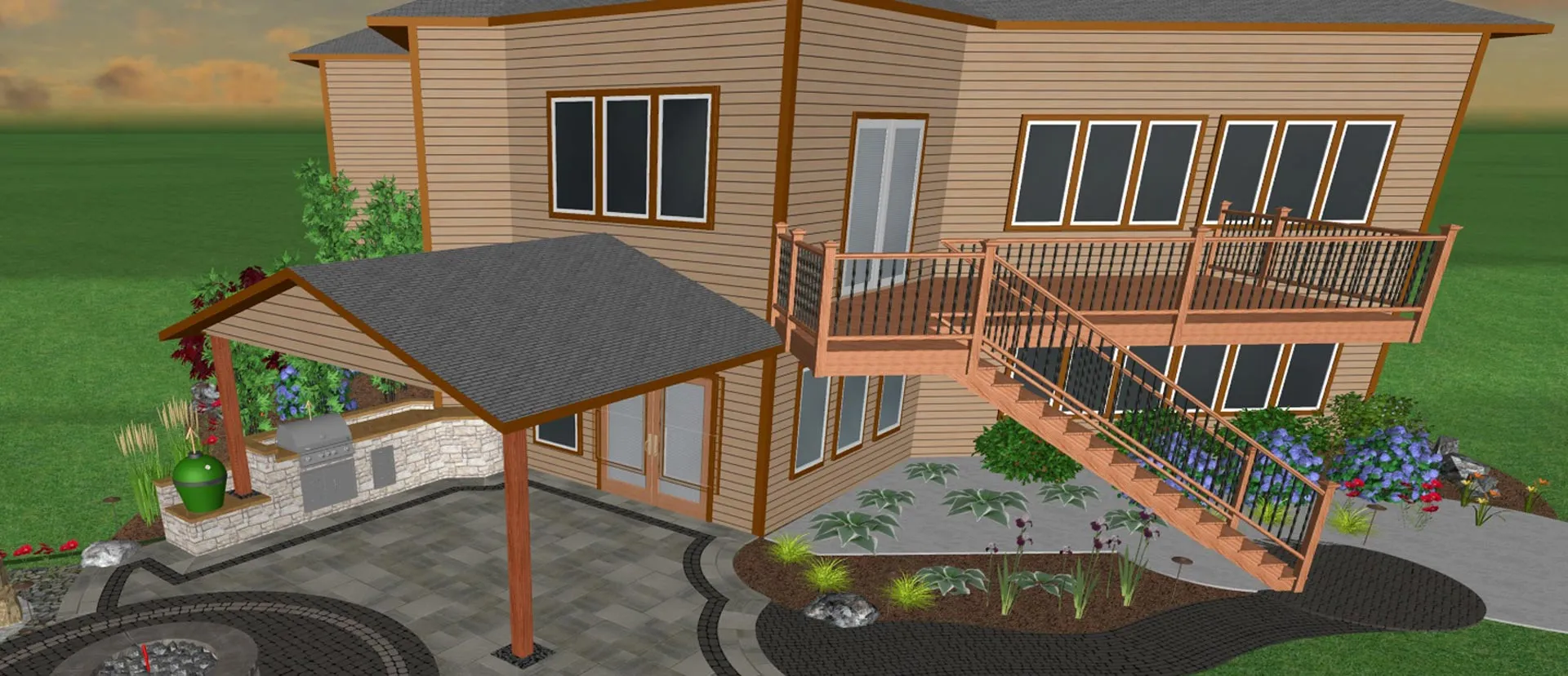 Design rendering for backyard transformation in Omaha, NE.