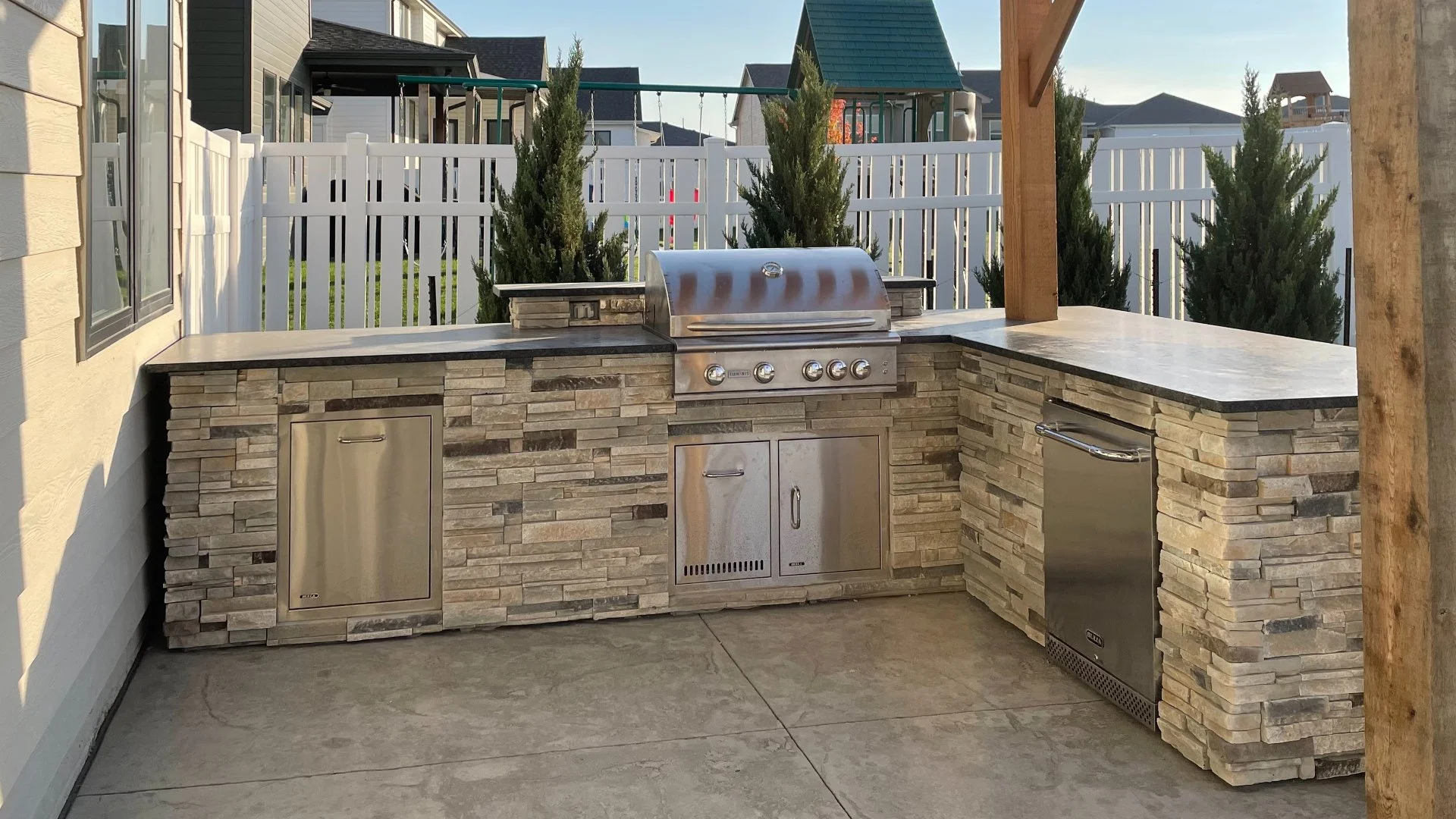 Seating & Outdoor Lighting Will Complement Your Outdoor Kitchen Perfectly