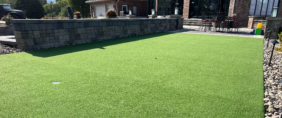 Artificial turf in a backyard in Omaha, NE.