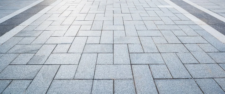 Basket weave paver pattern on patio in Omaha, NE.