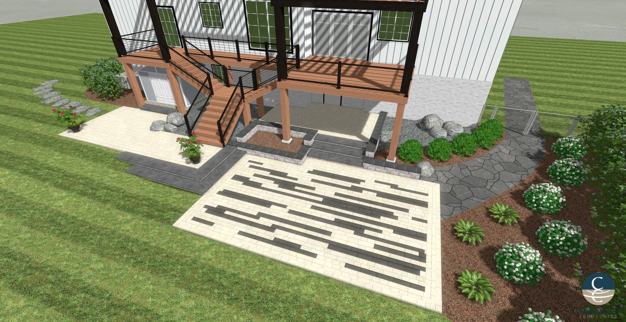 paver patio with accents