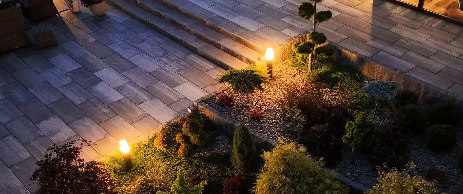 Landscape in Omaha, NE, with warm white lighting.