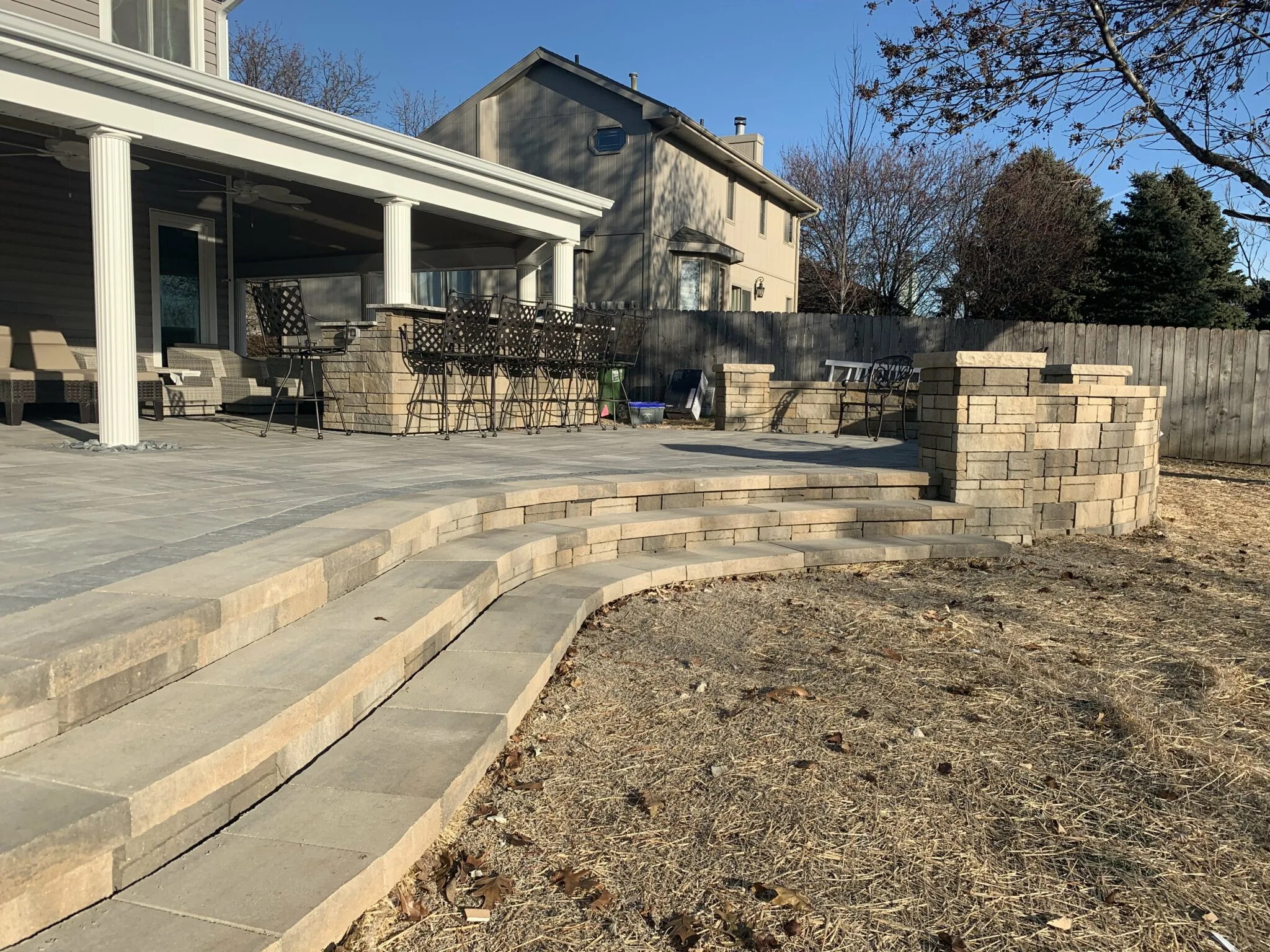 Outdoor steps installed.