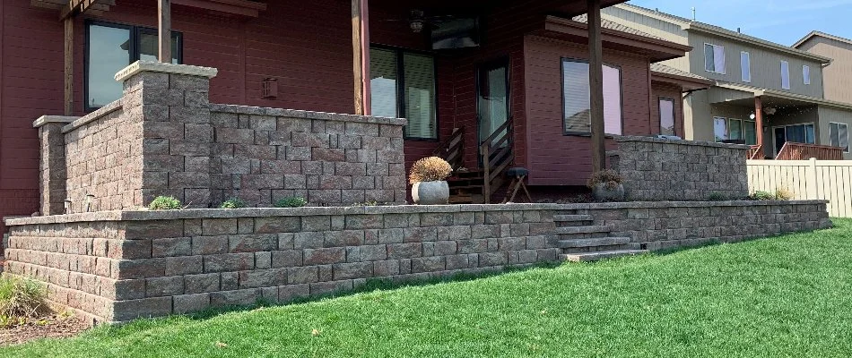 Retaining walls with outdoor steps in Omaha, NE.