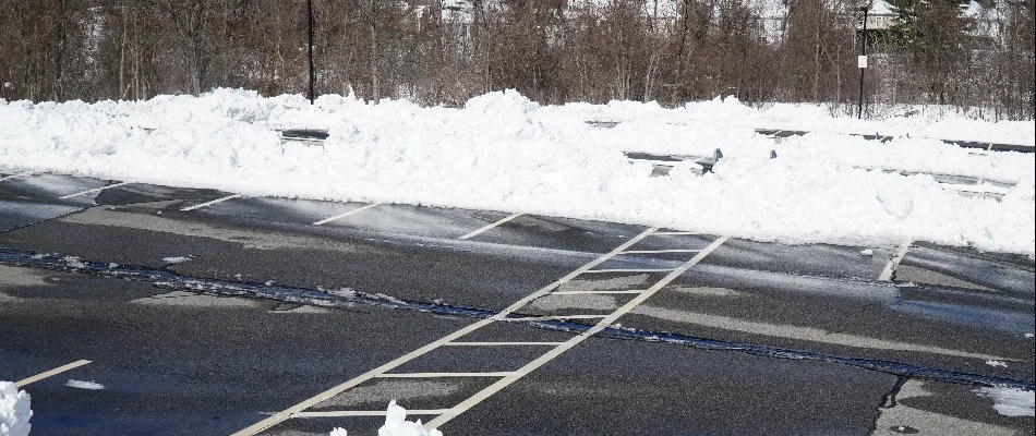 Snow removed from a parking lot in Omaha, NE.