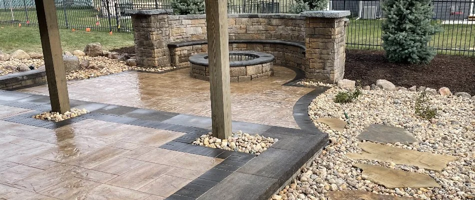 Stone paver patio on a property in Omaha, NE.