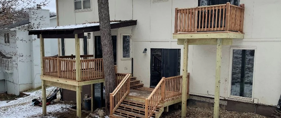 Wood deck on a house in Omaha, NE.