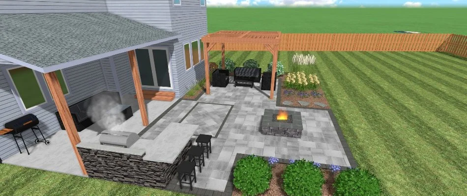 A 3D design rendering created by our landscape specialists for a client in Ashland, NE.