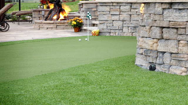 Artificial turf installed as putting green in Omaha, NE.