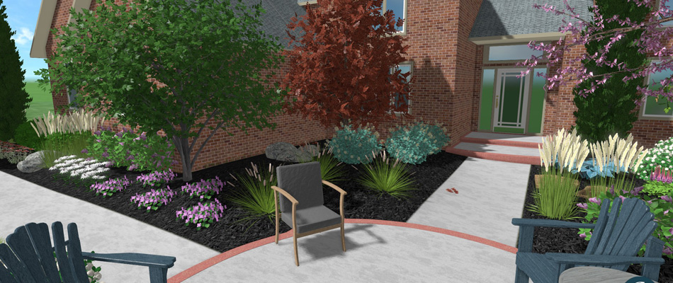 Design rendering for plantings in a landscape in Elkhorn, NE.