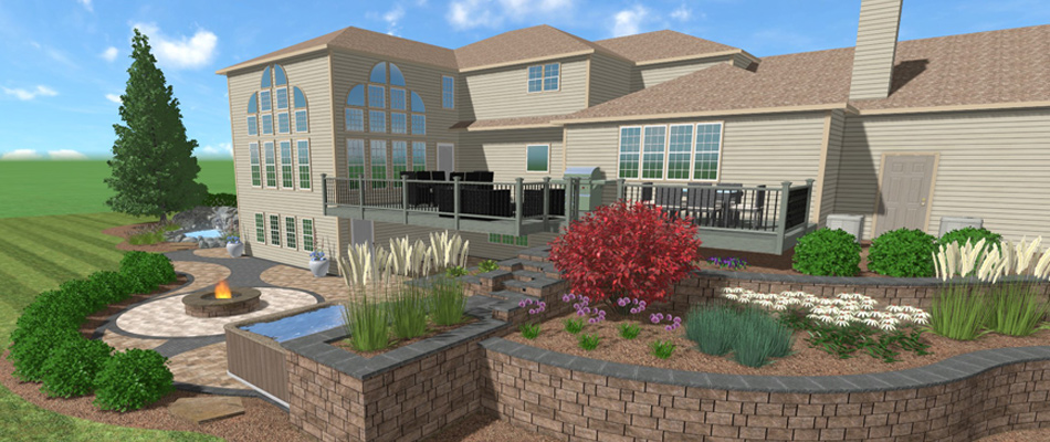 Design rendering of a landscaping project in Omaha, NE.