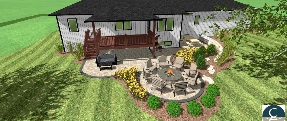 3D design rendering of a landscaping project on a property in Omaha, NE.