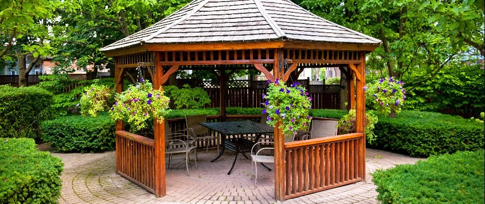 Gazebo with table and chairs on a property in Omaha, NE.