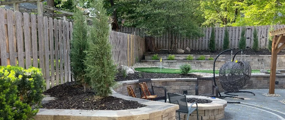 Outdoor living space and backyard landscaping in Missouri Valley, IA.