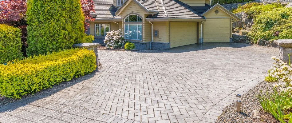 Large paver driveway on a property in Omaha, NE.