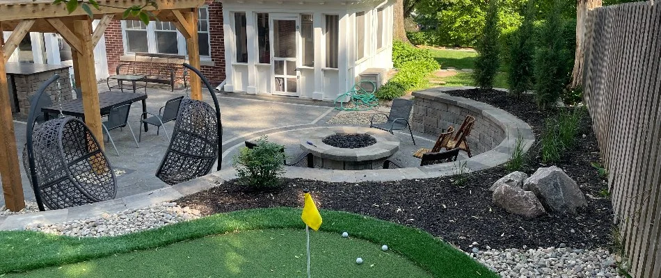 Retaining wall around a fire pit in Buccaneer Bay, NE.