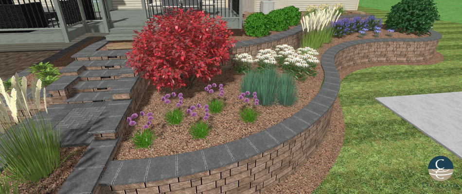 3d design rendering of landscape bed in Papillion, NE.